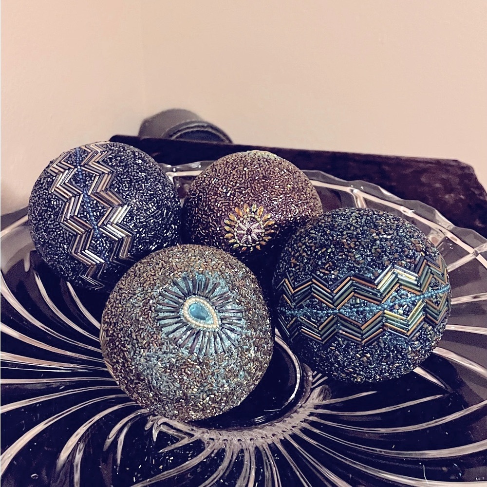 Beaded Decorative Orbs (Set of 4) Never Used